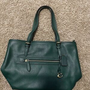 Green Leather Tote Bag